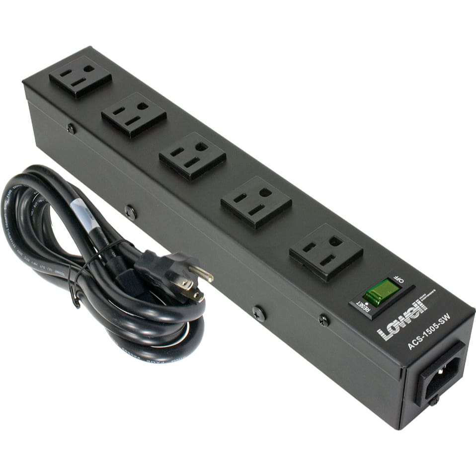 Lowell ACS-1505-SW 15A Power Strip with 5 Outlets and On/Off Switch