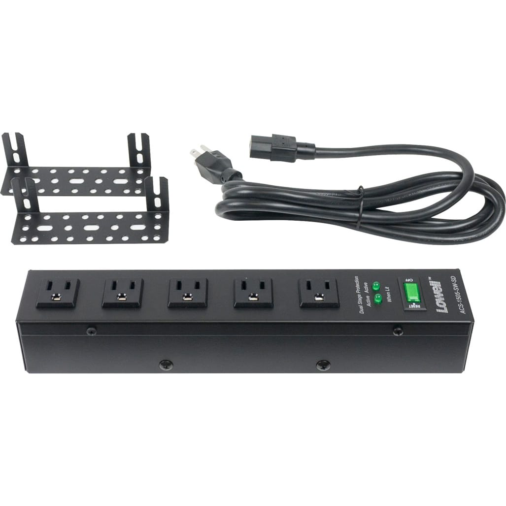 Lowell ACS-1505-SW-SD 15A Power Strip with 5 Outlets, On/Off Switch and Surge Protection