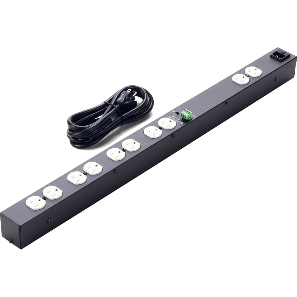 Lowell ACS-1510-RPC 15A Power Strip with 10 Outlets, Detachable 6' IEC Cord and RPC