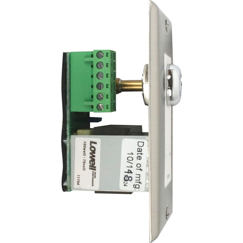 Lowell KL100-PA-DSW Keylock 100W Attenuator with Emergency Bypass (Stainless Steel & White)