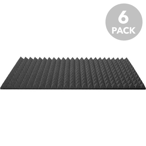 Performance Audio 24" x 48" x 2" Pyramid Acoustic Foam Panel (Charcoal, 6 Pack)