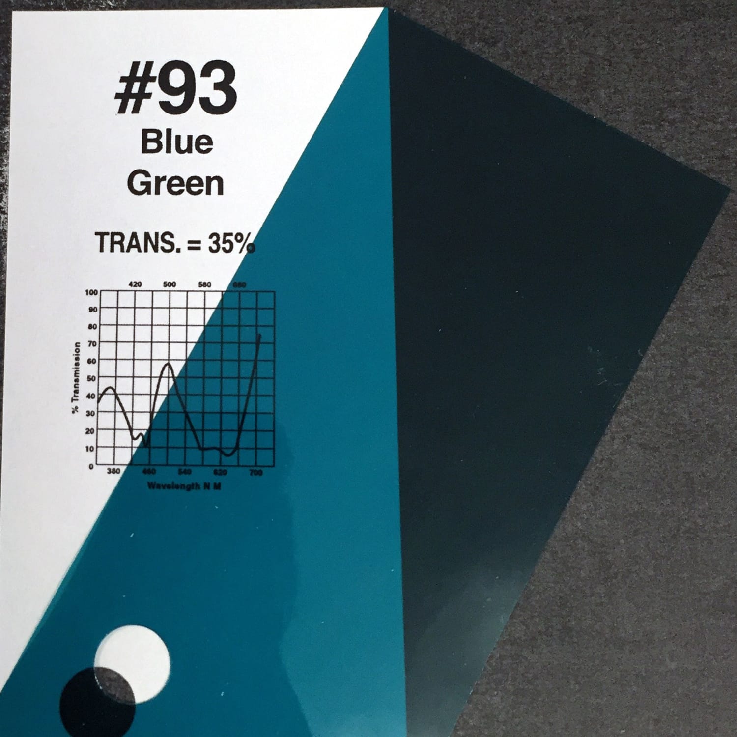 Rosco #93 Roscolux Cinegel Filter Gel Blue Green (20" x 24" Sheet)