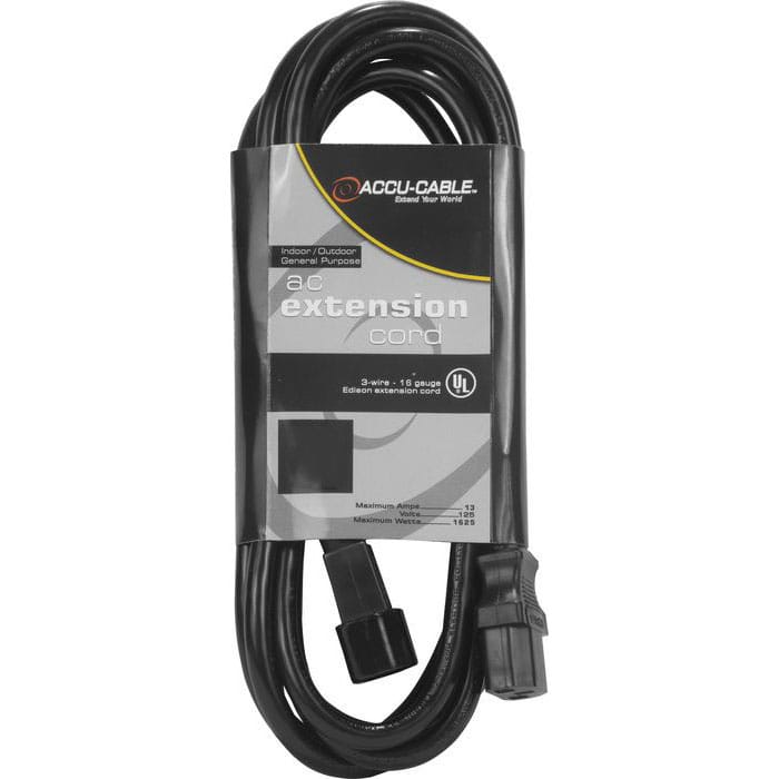 American DJ Accu-Cable ECCOM-15 Indoor-Outdoor IEC Extension Cord (15')