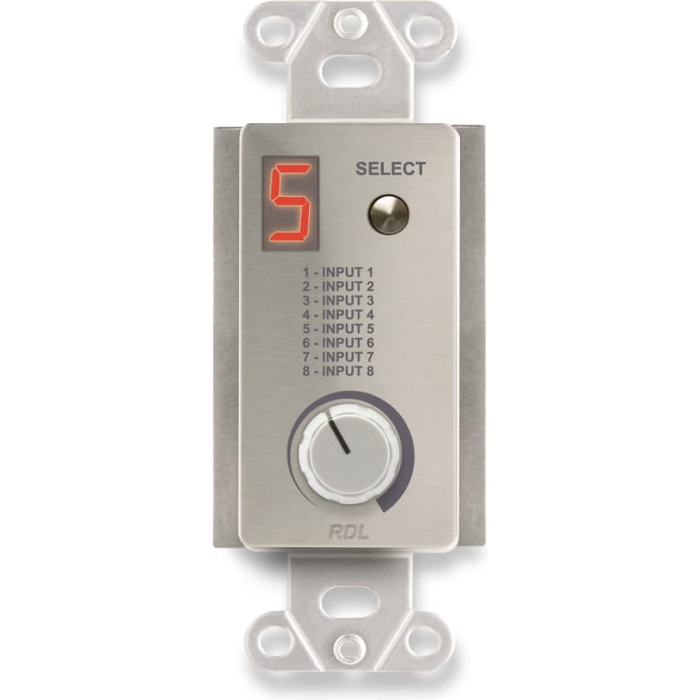 RDL DS-SFRC8 Room Control Station for SourceFlex on Decora Plate (Stainless Steel)