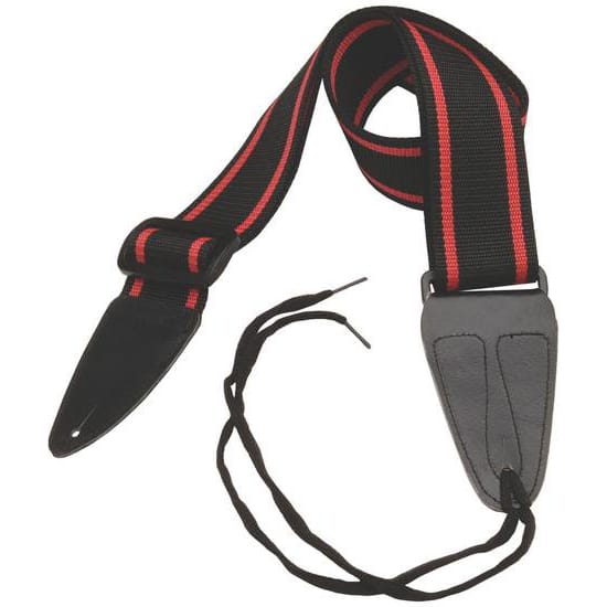 On-Stage GSA10BKRD Guitar Strap (Black with Red Stripes)