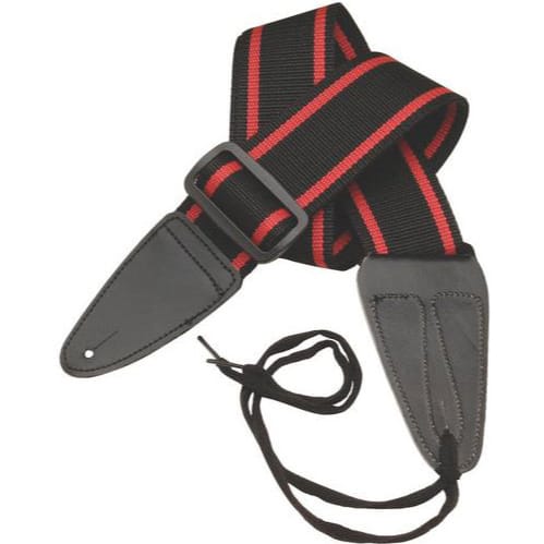 On-Stage GSA10BKRD Guitar Strap (Black with Red Stripes)