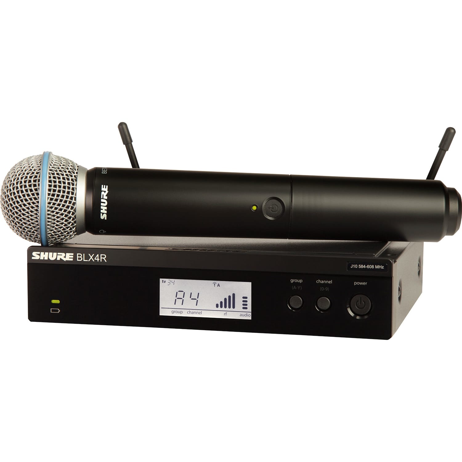 Shure BLX24R/B58 Rackmount Wireless Handheld Microphone System with Beta 58A (H11: 572-596 MHz)