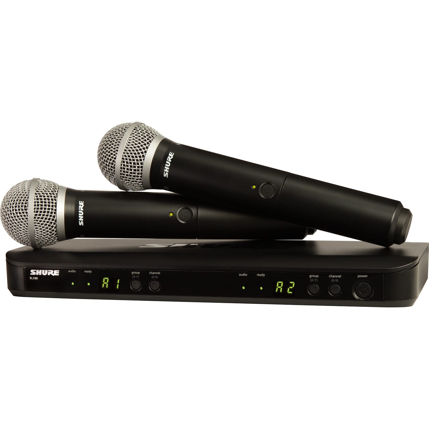 Shure BLX288/PG58 Dual-Channel Wireless Handheld Microphone System with PG58 Mics (H11: 572-596 MHz)