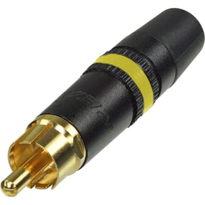 Neutrik Rean NYS373-4 Male RCA Phono Plug (Black/Gold/Yellow, Box of 100)