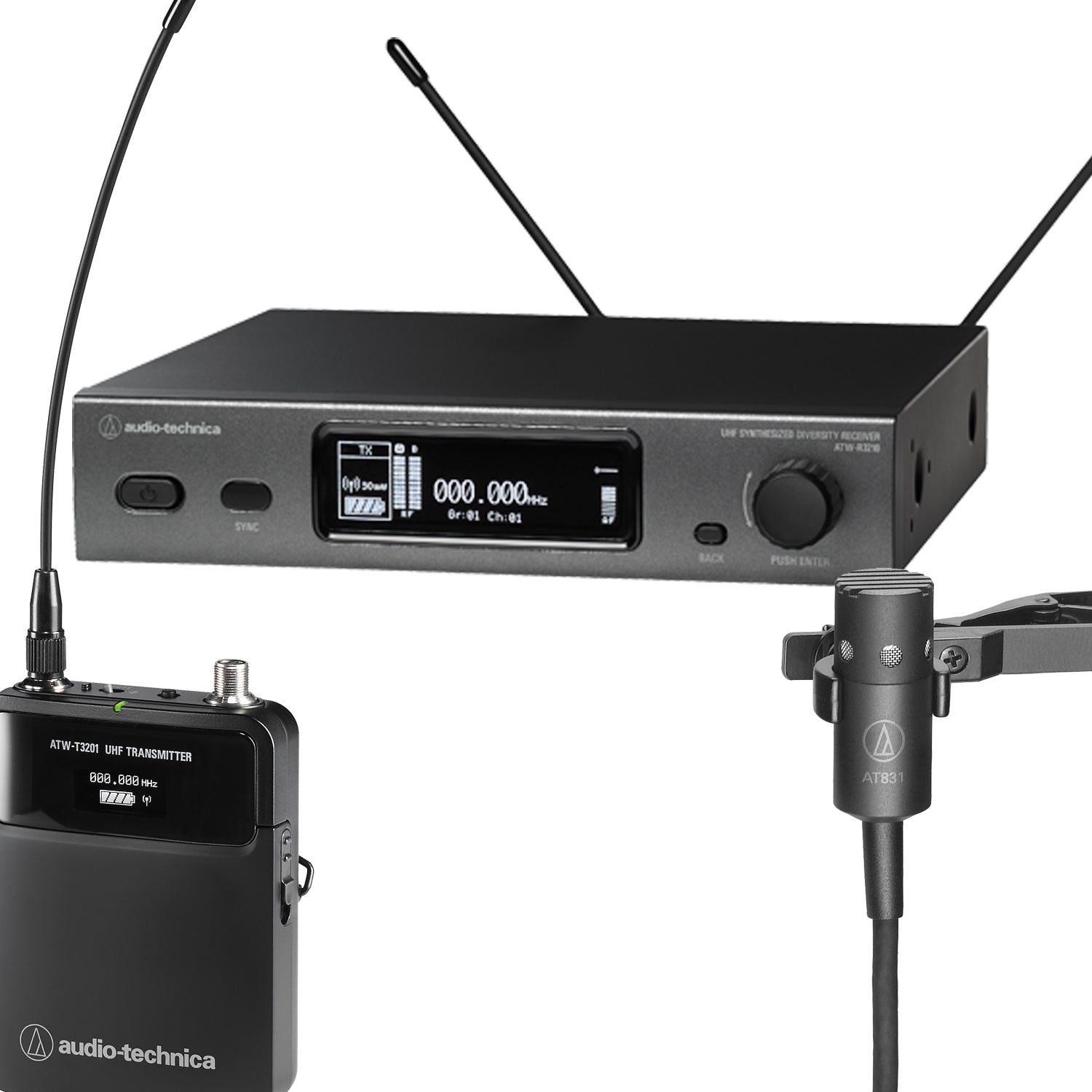 Audio-Technica ATW-3211/831 Lavalier Wireless Microphone System (470-530 MHz)