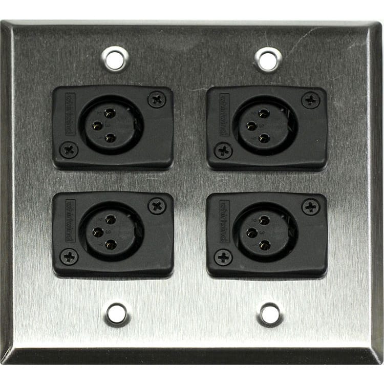 Whirlwind WP2/4FW Wallplate for 4 Whirlwind WC3F female XLRs