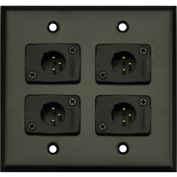 Whirlwind WP2B/4MW Wallplate for 4 Whirlwind WC3M Male XLRs