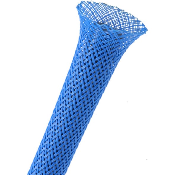 Techflex Flexo PET Expandable Braided Sleeving (1/4" Blue, By the Foot)