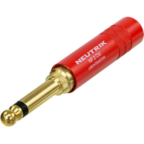 CLEARANCE Neutrik NP2CM-R Mono 1/4" MIL-Spec Plug (Red/Brass, While Supplies Last)