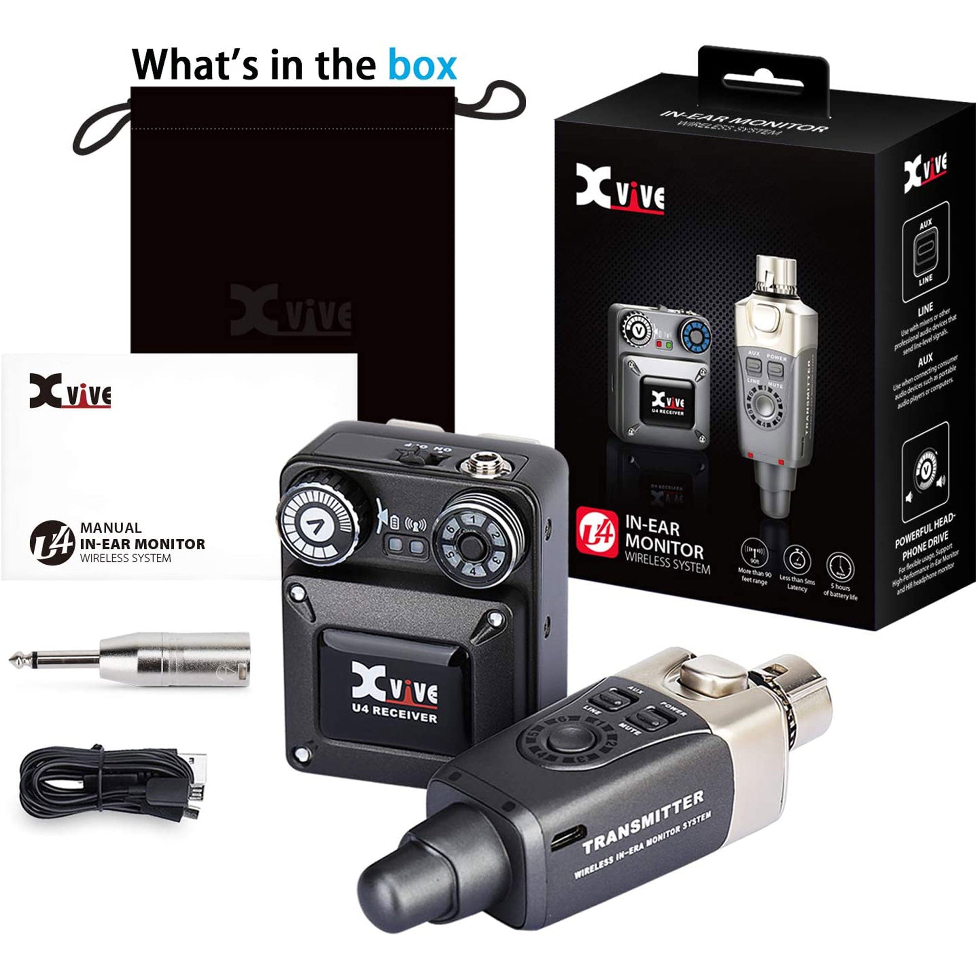 Xvive Audio U4 Wireless In-Ear Monitor System with One Receiver (2.4 GHz)