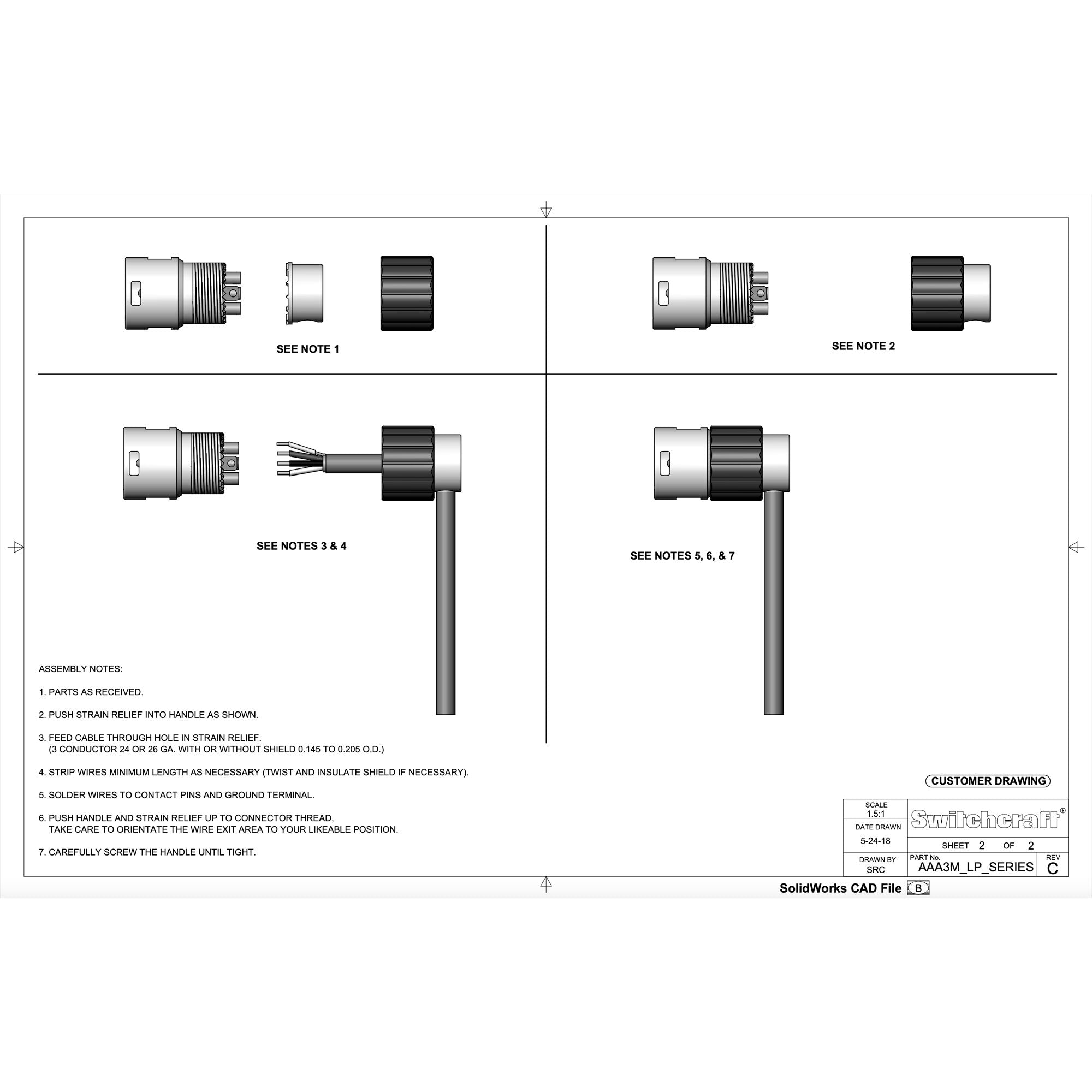 Switchcraft AAA3MBLP Low Profile Right-Angle Male 3-Pin XLR Cable Connector (Black, 10 Pack)