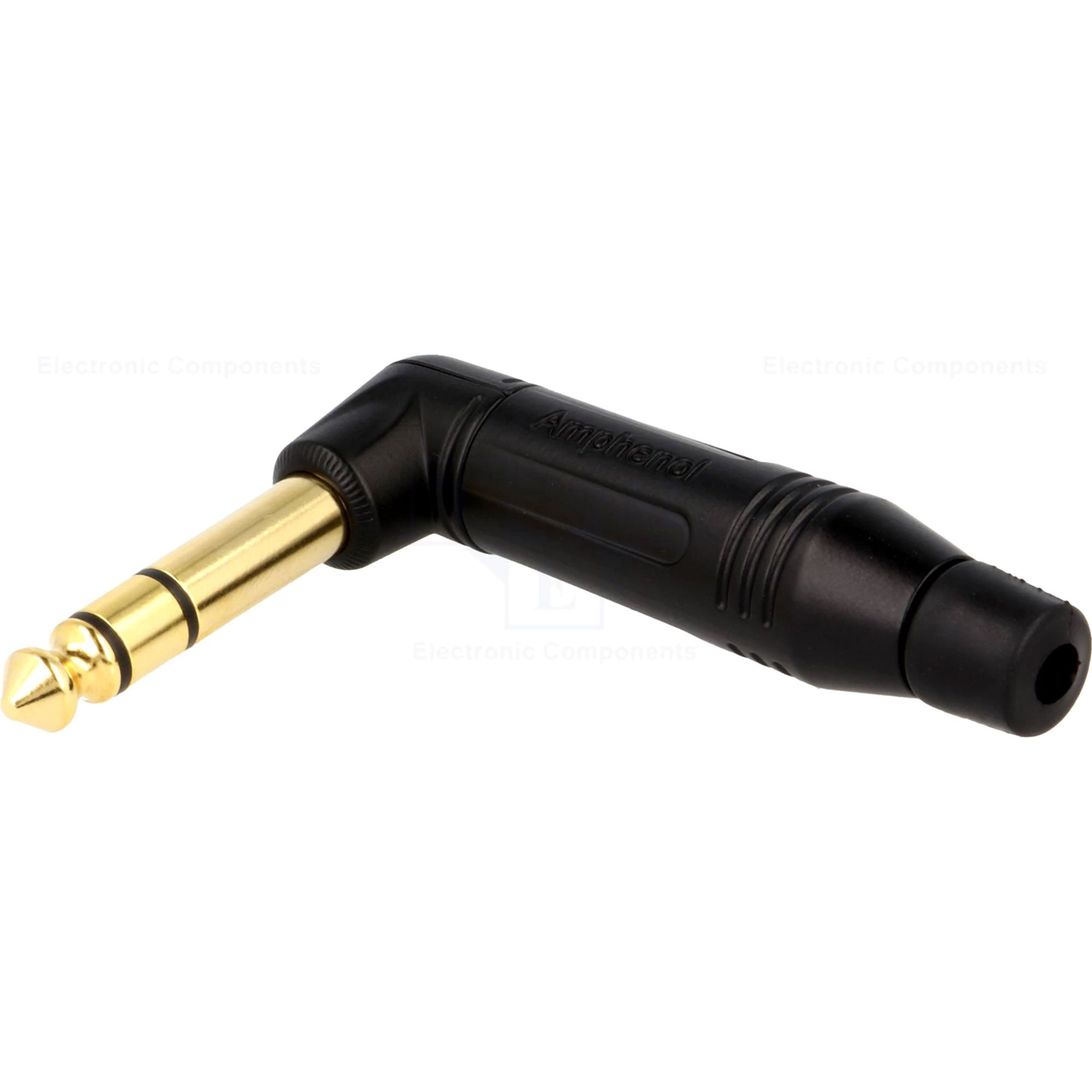 Amphenol ACPS-RB-AU Professional Right-Angle 1/4" TRS Stereo Phone Plug (Black/Gold, Box of 100)