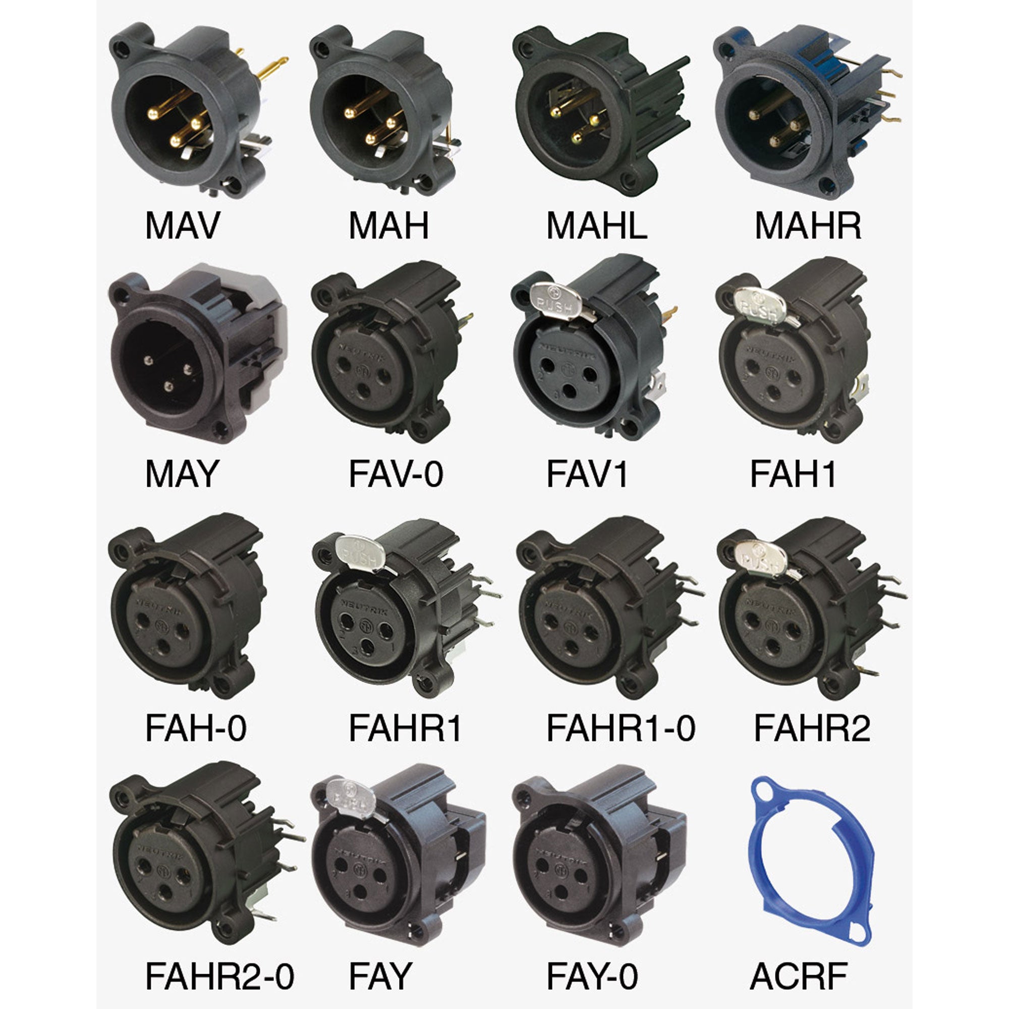 Neutrik NC3FAH Horizontal PCB Female 3-Pin XLR Chassis Connector