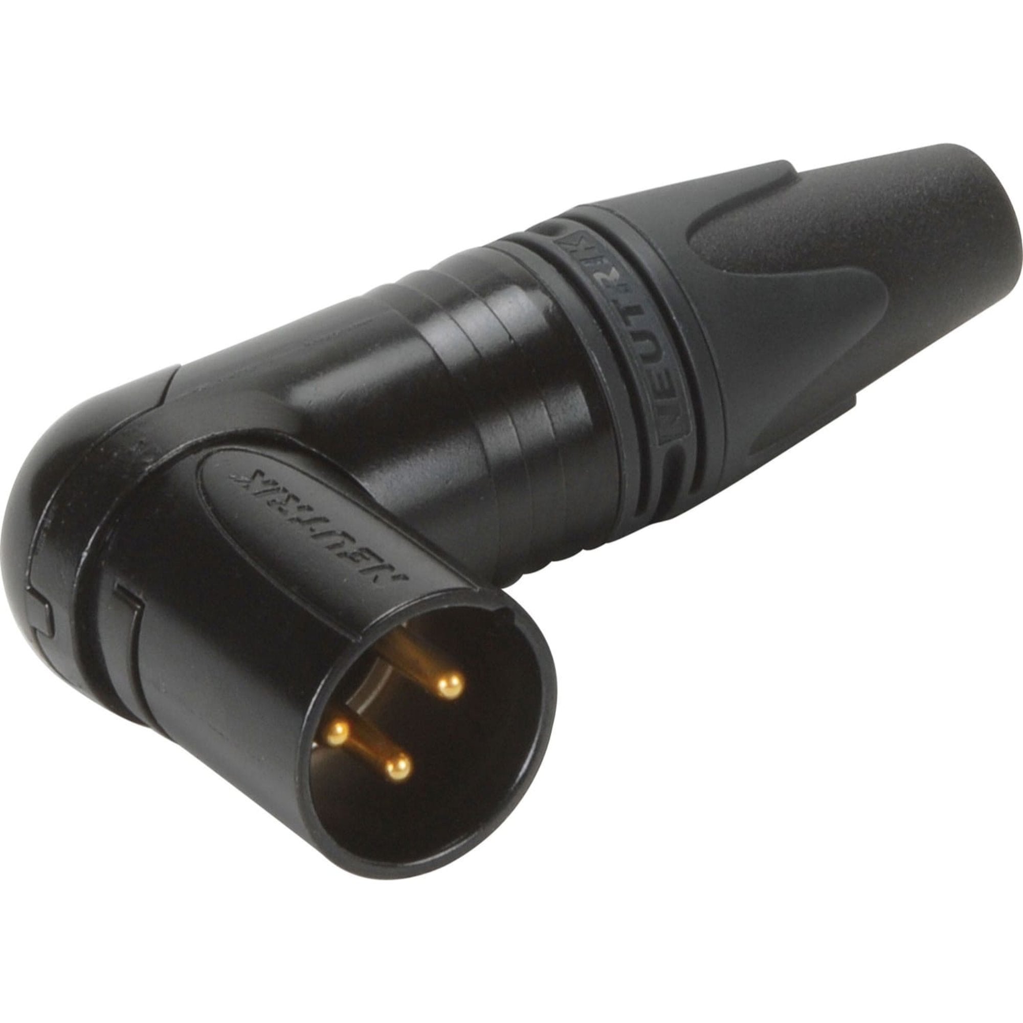 Neutrik NC3MRX-B Male Right Angle 3-Pin XLR Cable Connector (Black/Gold)