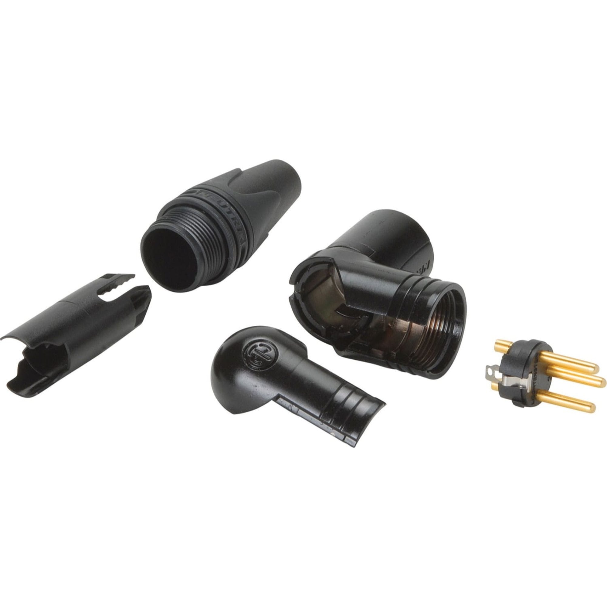 Neutrik NC3MRX-B Male Right Angle 3-Pin XLR Cable Connector (Black/Gold)