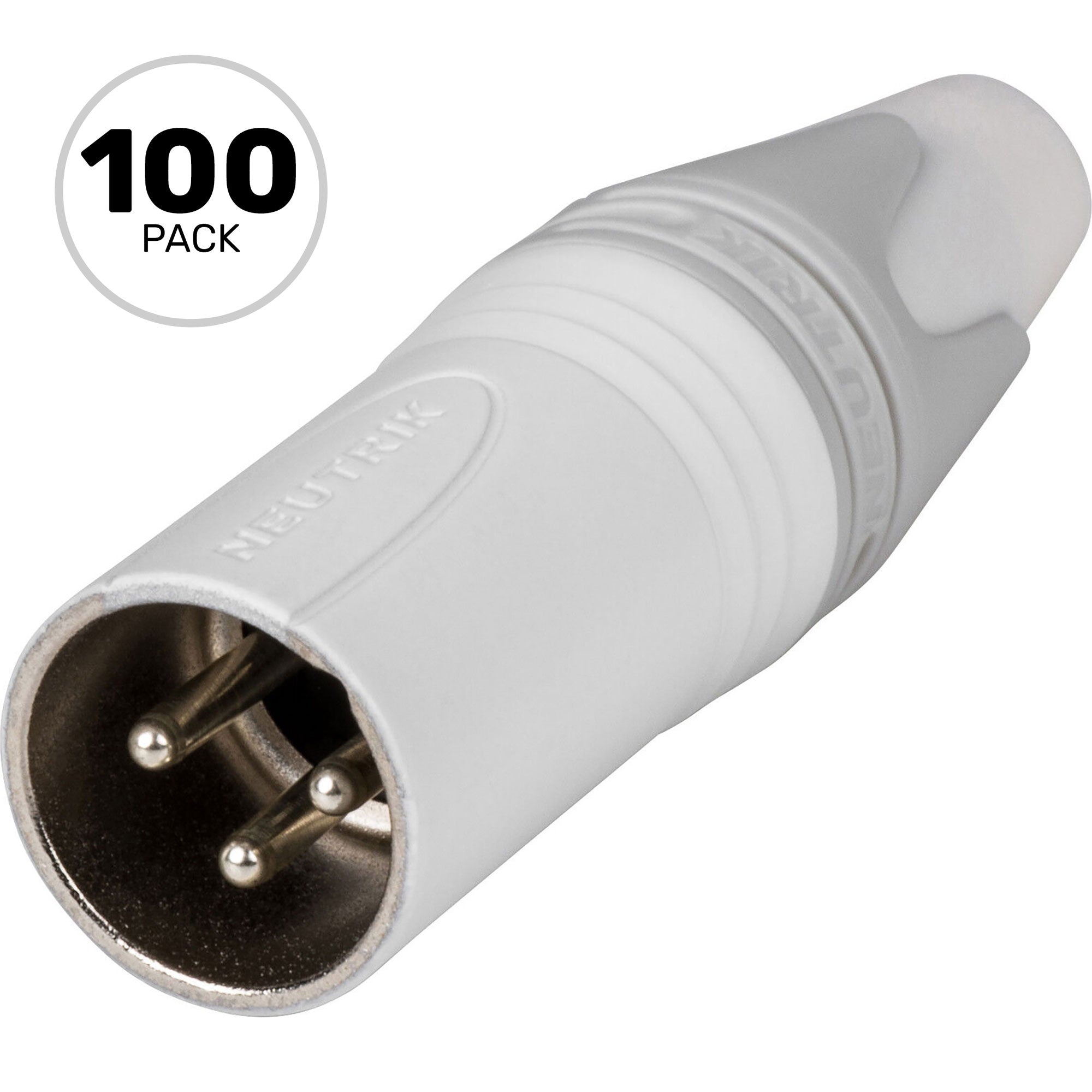 Neutrik NC3MXX-WT Male 3-Pin XLR Cable Connector (White/Silver, Box of 100)