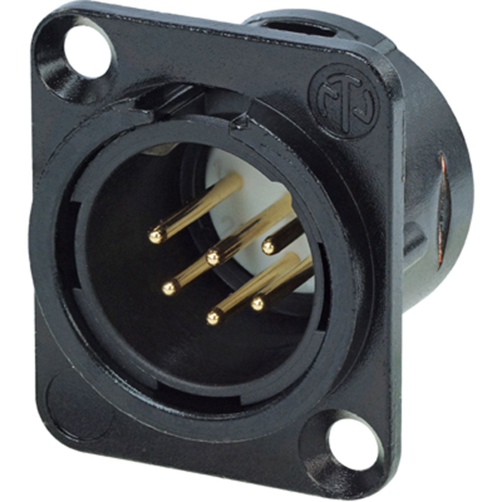 Neutrik NC6MSD-L-B-1 Male 6-Pin XLR Chassis Connector with Switchcraft Pin Layout (Black/Gold, Box of 20)