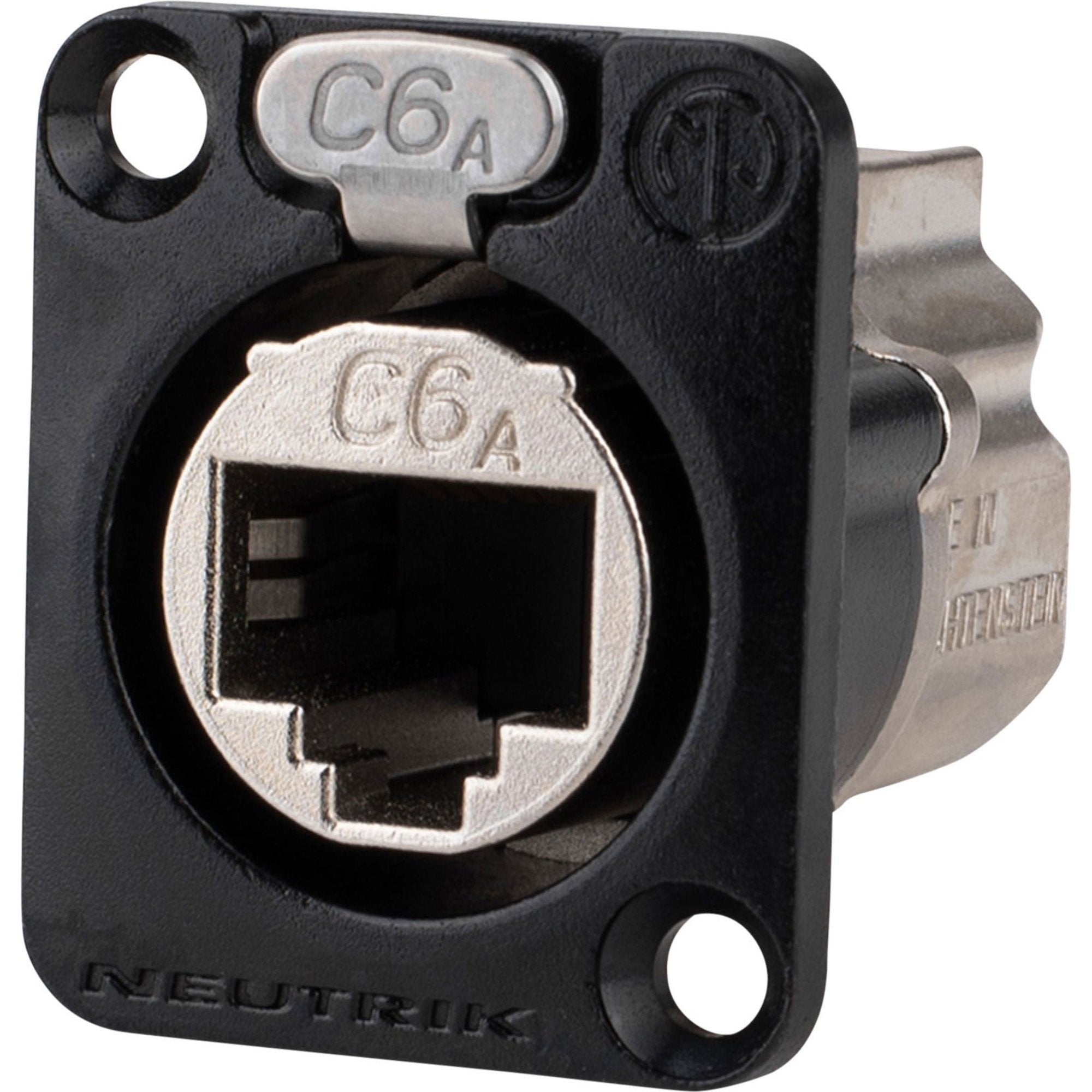 Neutrik NE8FDX-P6-B etherCON RJ45 Cat 6a Shielded Feedthrough Panel Connector (Black)