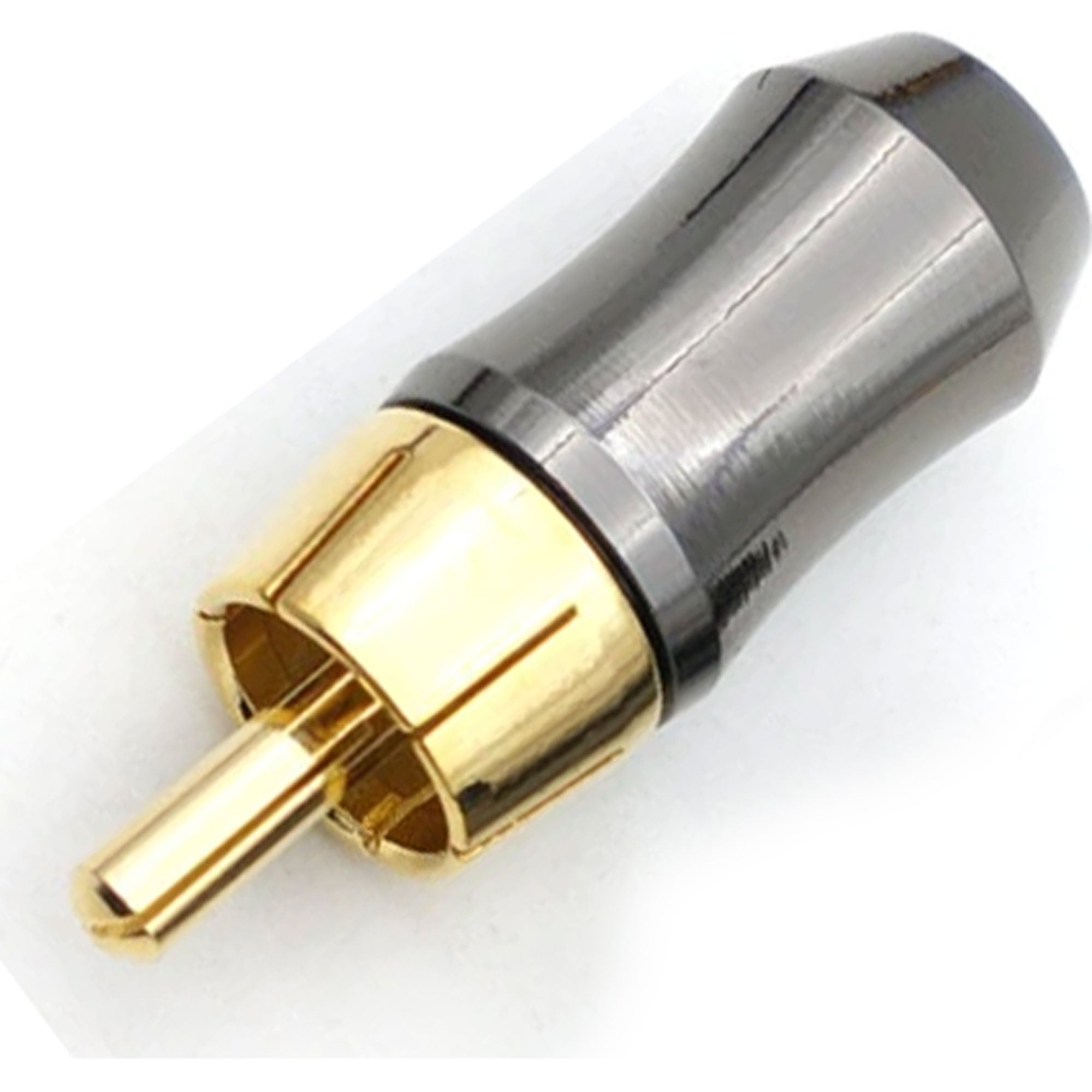 Performance Audio Gold Plated Brass RCA Connector (Black Chrome, Straight)