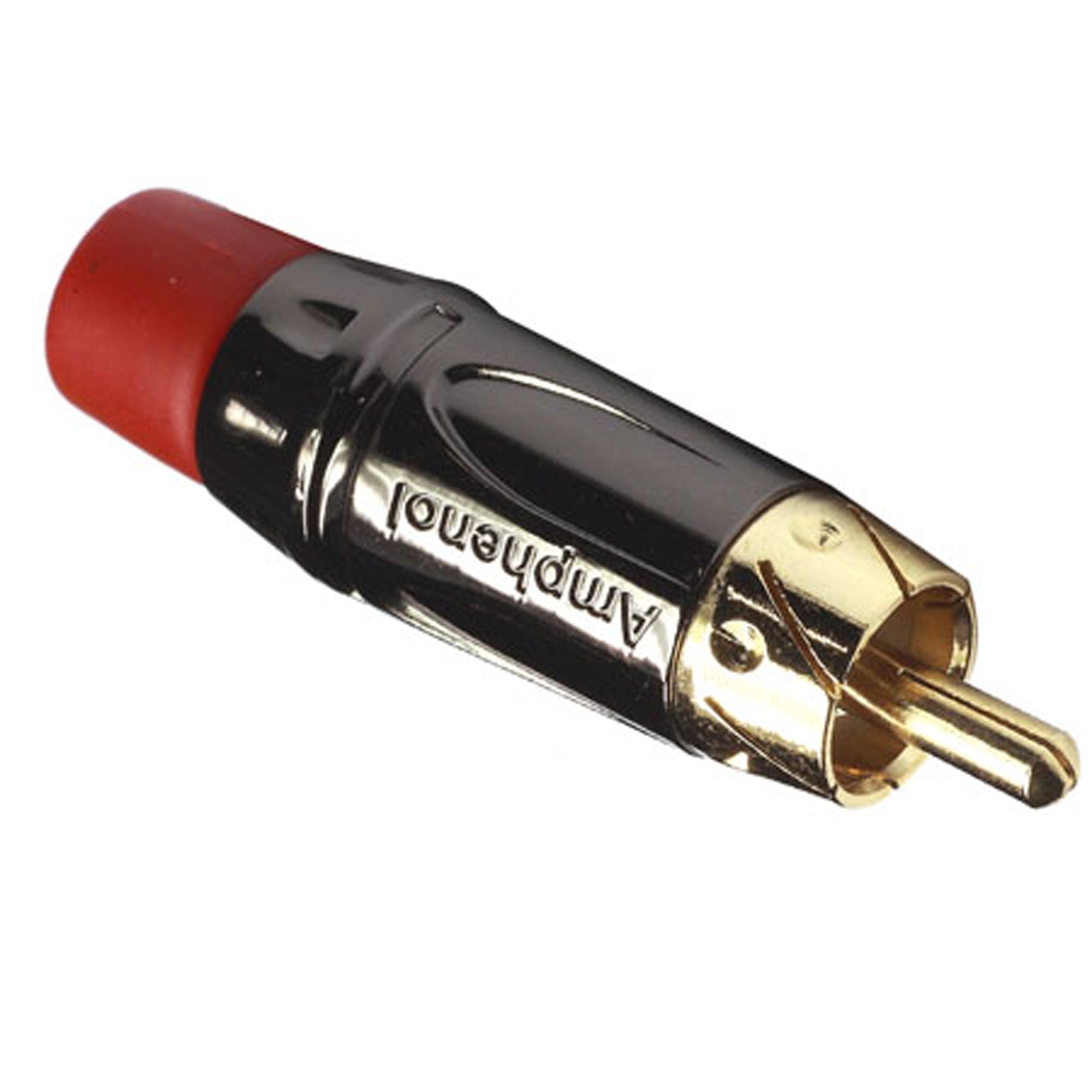 Amphenol ACPL-CRD Gold Plated Male RCA Phono Cable Mount Connector (Black Chrome/Red, 10 Pack)