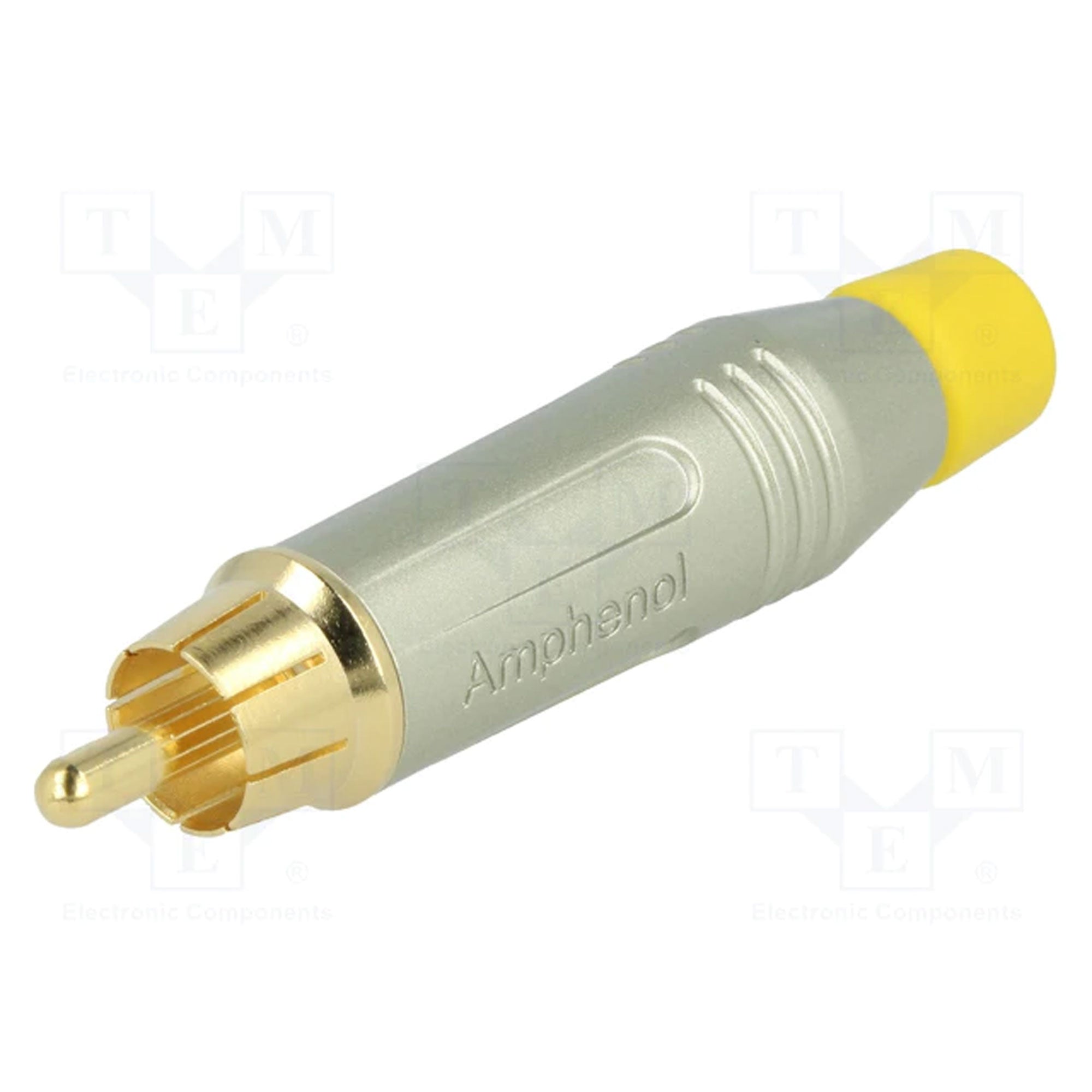 Amphenol ACPR-SYL Gold Plated Male RCA Phono Cable Mount Connector (Nickel/Yellow, 10 Pack)