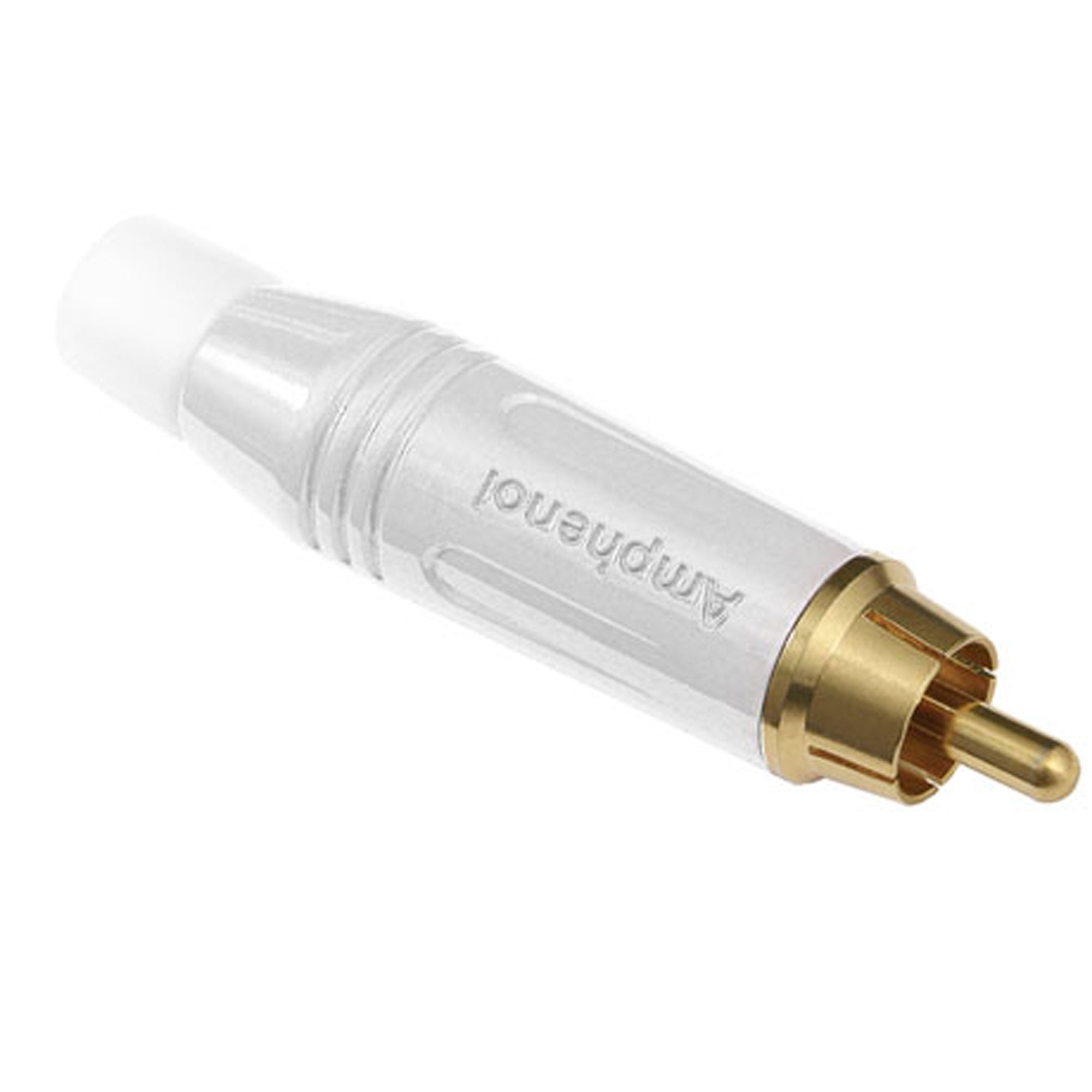 Amphenol ACPR-WHT Gold Plated Male RCA Phono Cable Mount Connector (White, Box of 100)