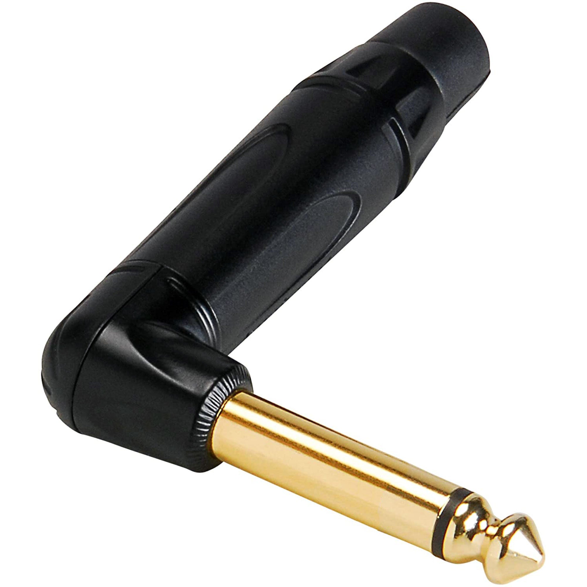 Amphenol ACPM-TB-AU Professional Right-Angle 1/4" TS Mono Phone Plug (Black/Gold)