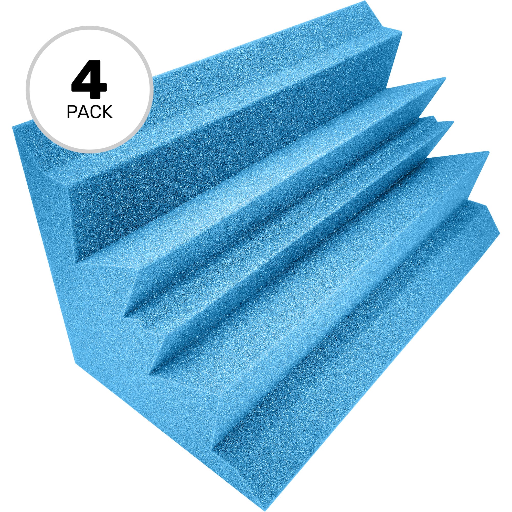 Performance Audio 12" x 12" x 24" Corner Acoustic Foam Bass Trap (Blue, 4 Pack)