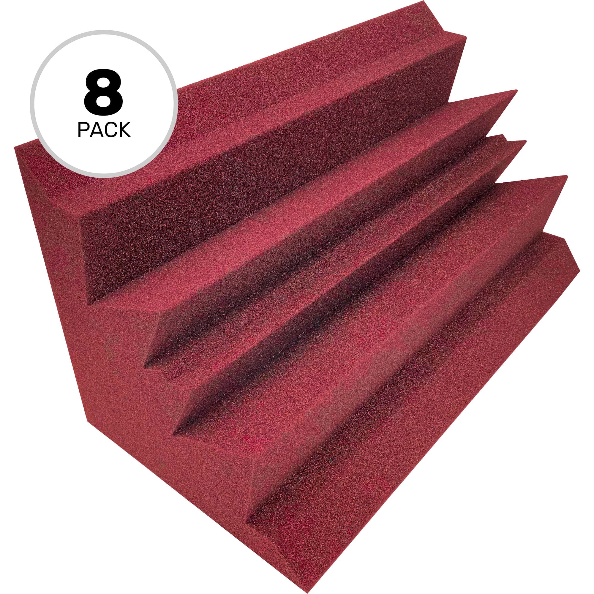 Performance Audio 12" x 12" x 24" Corner Acoustic Foam Bass Trap (Burgundy, 8 Pack)