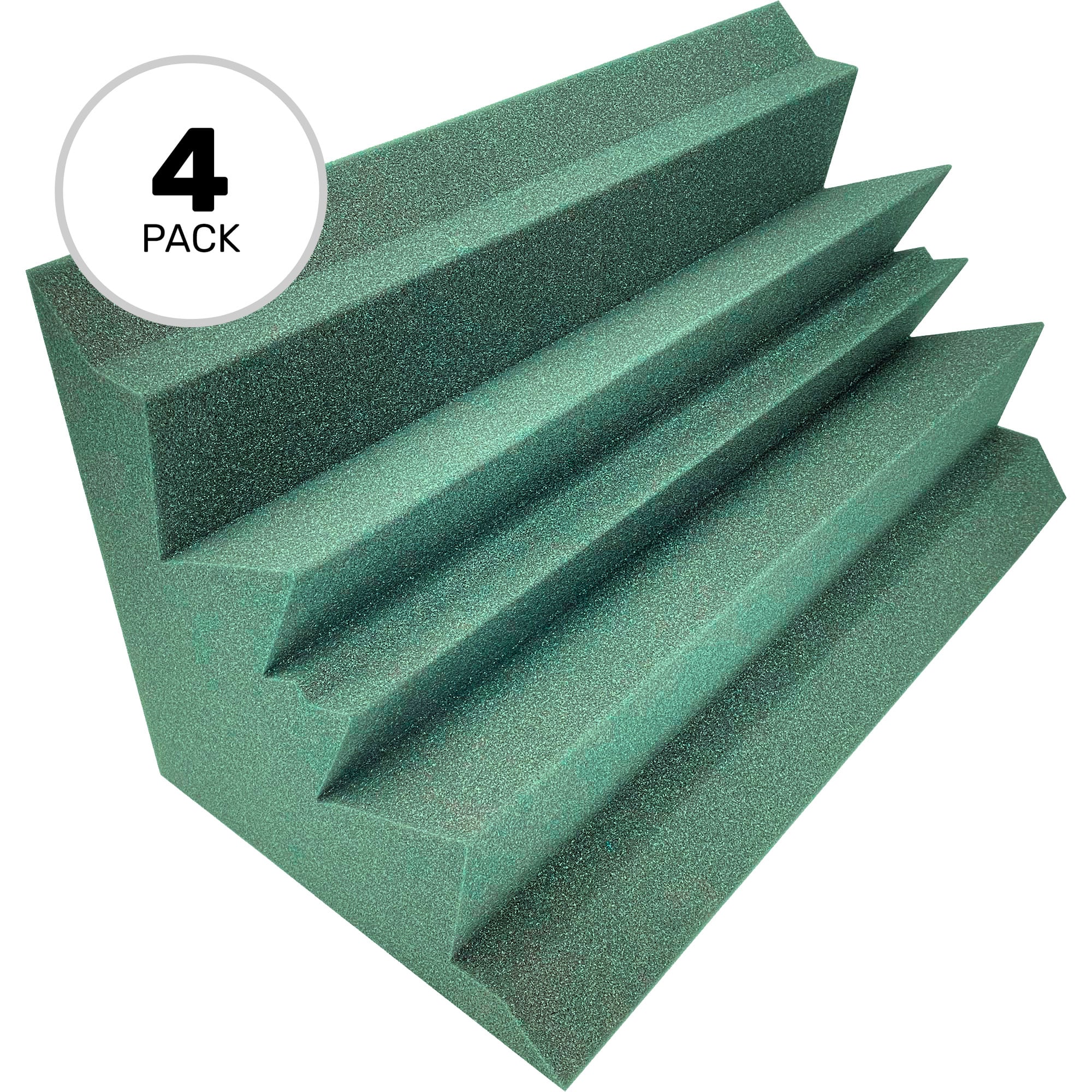 Performance Audio 12" x 12" x 24" Corner Acoustic Foam Bass Trap (Forest Green, 4 Pack)