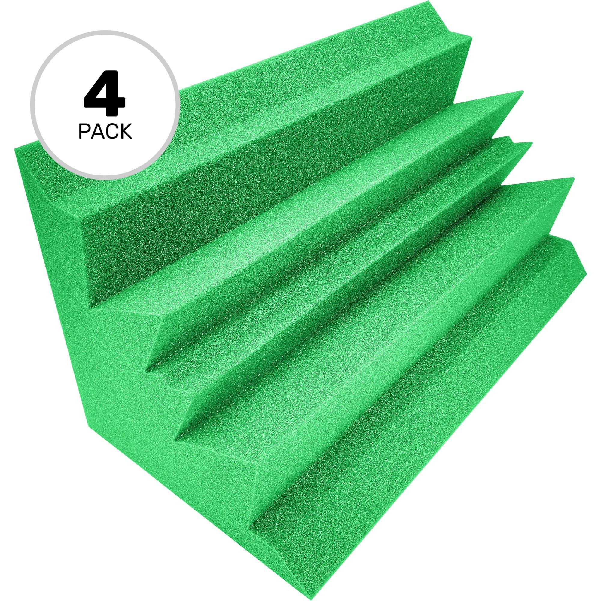 Performance Audio 12" x 12" x 24" Corner Acoustic Foam Bass Trap (Kelly Green, 4 Pack)