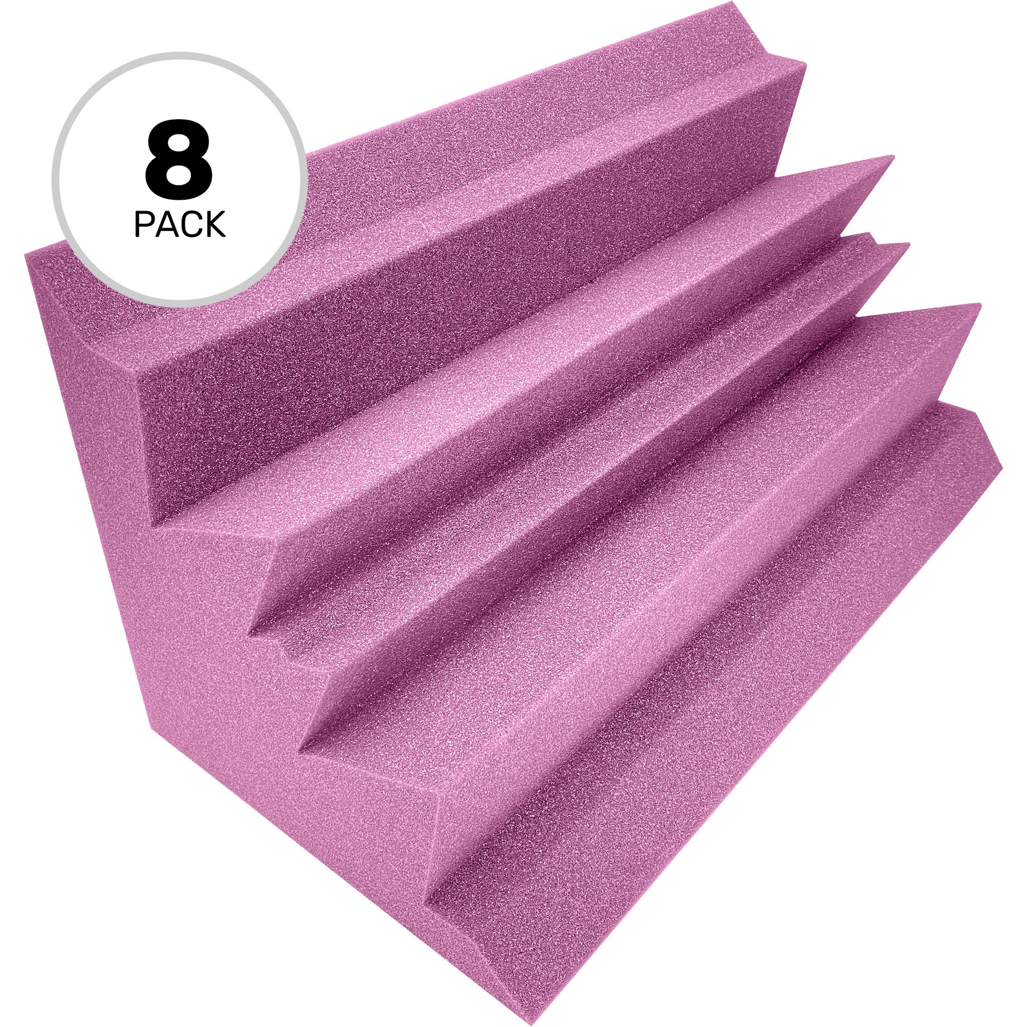 Performance Audio 12" x 12" x 24" Corner Acoustic Foam Bass Trap (Plum, 8 Pack)