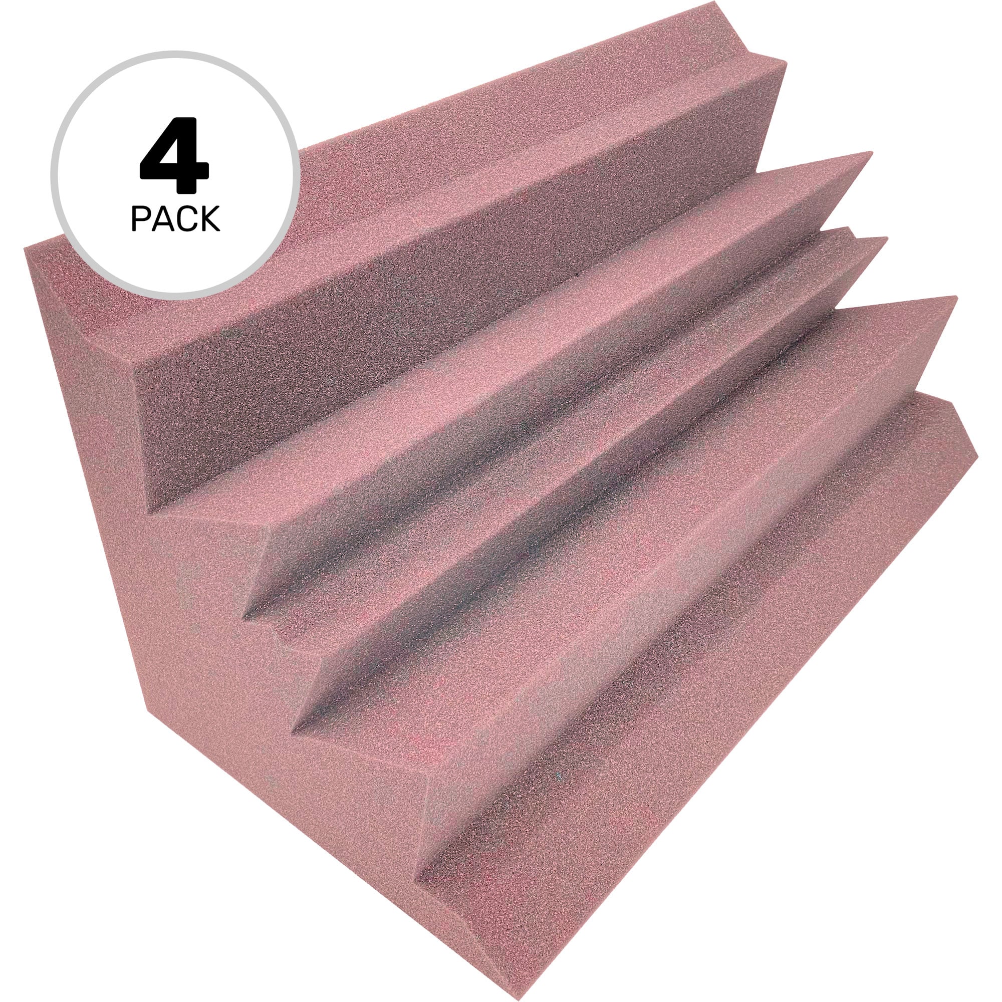 Performance Audio 12" x 12" x 24" Corner Acoustic Foam Bass Trap (Rosy Beige, 4 Pack)