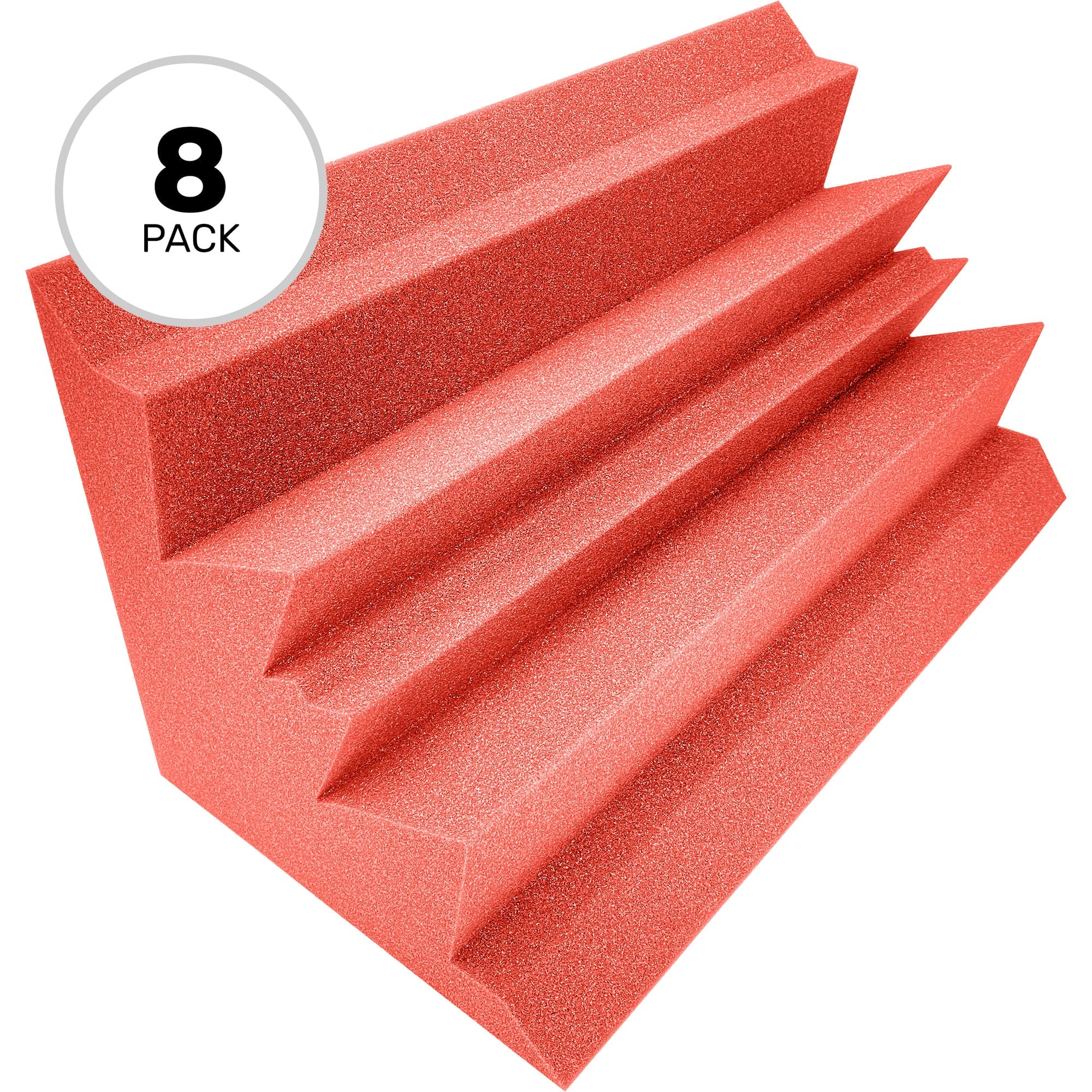 Performance Audio 12" x 12" x 24" Corner Acoustic Foam Bass Trap (Red, 8 Pack)