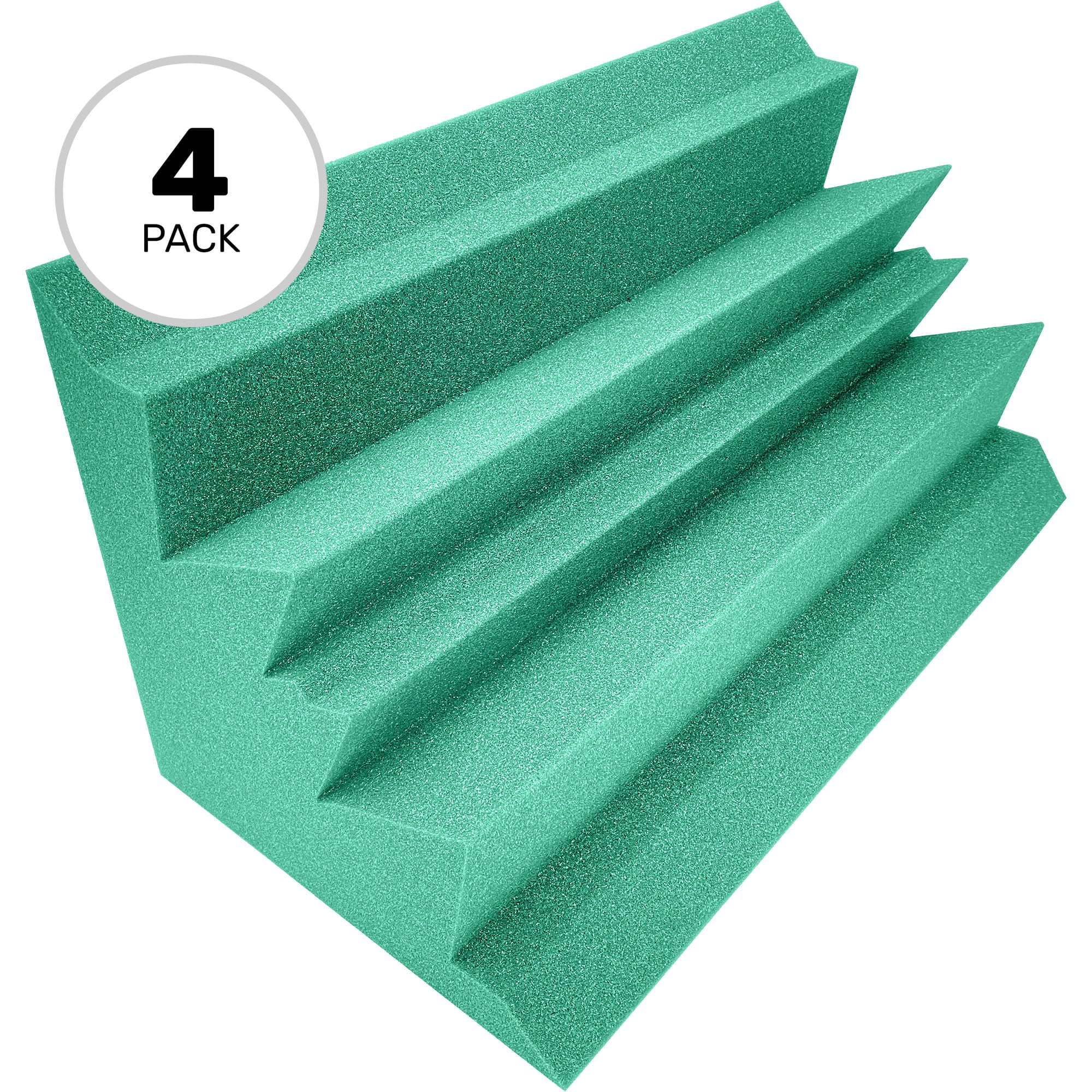 Performance Audio 12" x 12" x 24" Corner Acoustic Foam Bass Trap (Teal, 4 Pack)