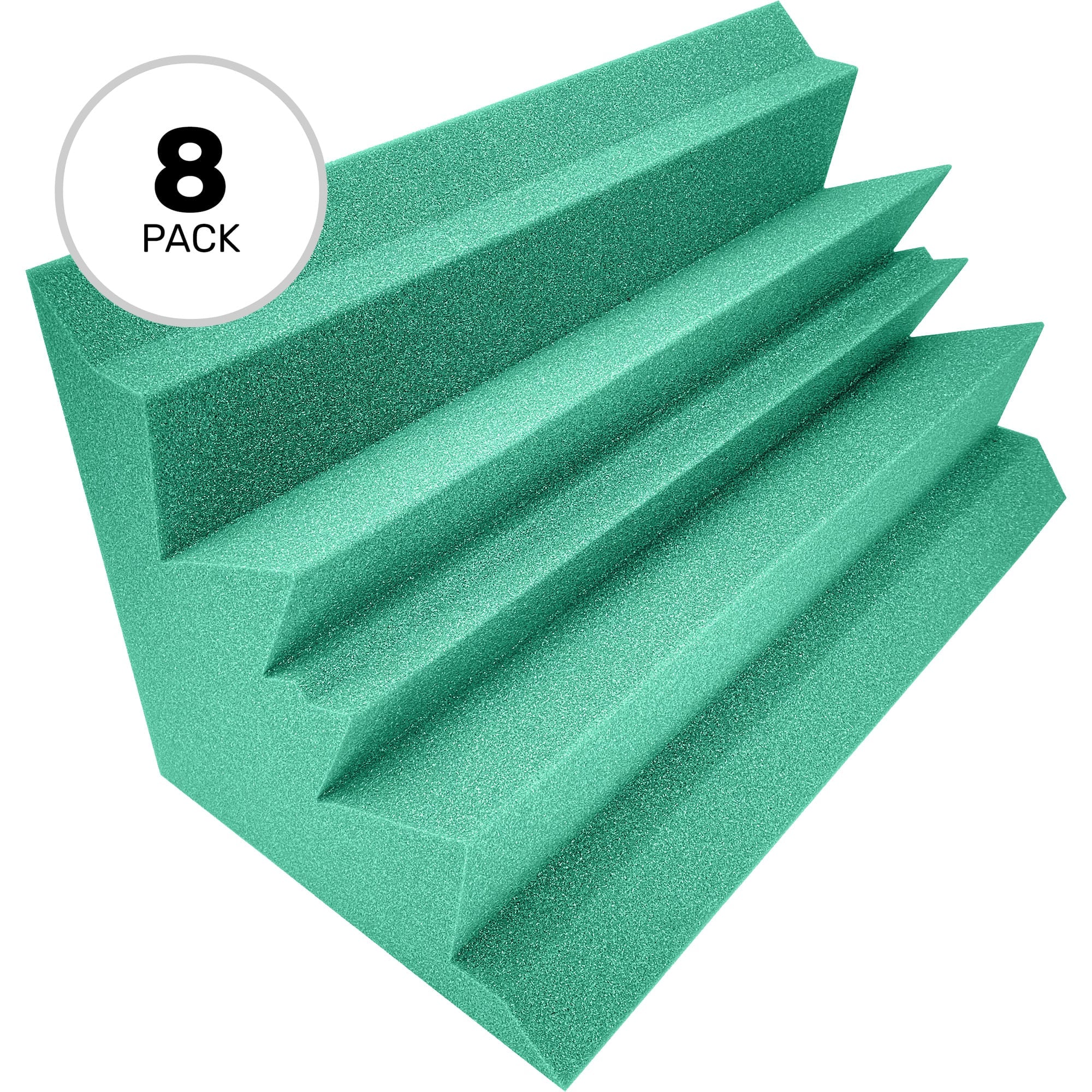 Performance Audio 12" x 12" x 24" Corner Acoustic Foam Bass Trap (Teal, 8 Pack)