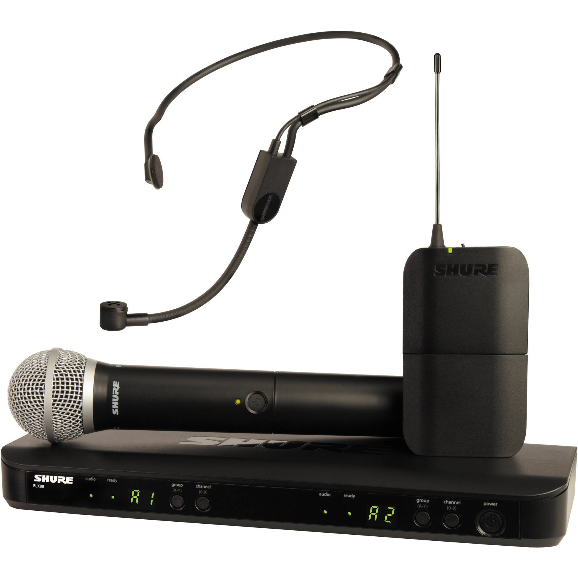 Shure BLX1288/PGA31 Dual-Channel Wireless Combo Headset & Handheld Mic System (J11: 596-616 MHz)