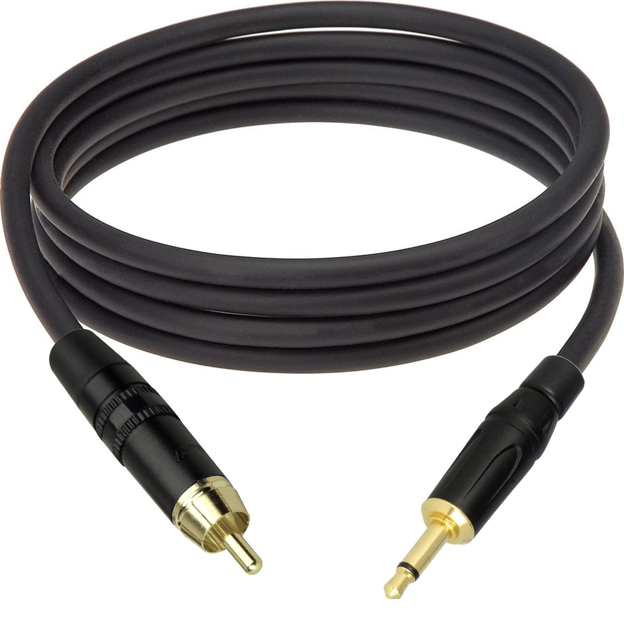 Custom Cables RCA to 3.5mm (1/8") TS Mono Audio Cable Made from Mogami W2314 & Neutrik Connectors