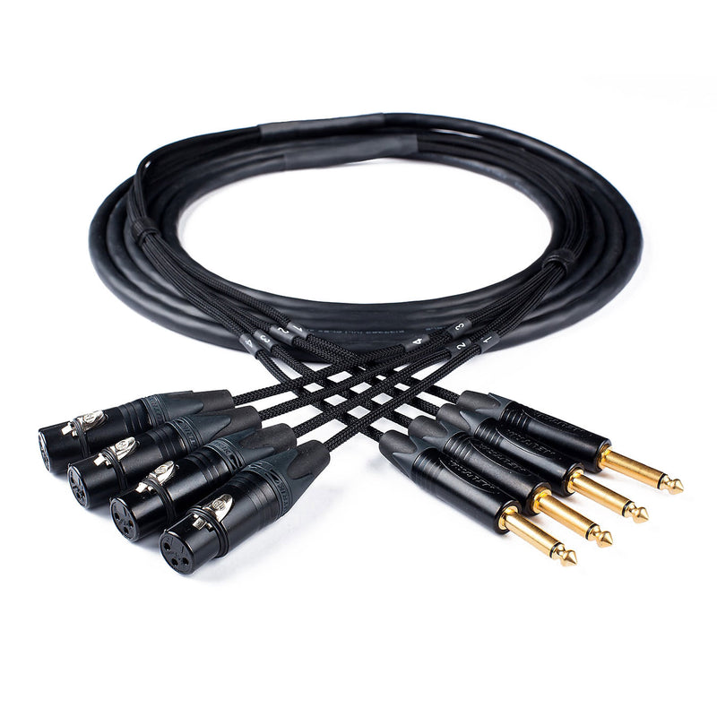 Custom Cables 4-Channel Audio Snake Made from Canare MS202 & Pro Connectors (XLR to 1/4" TS)