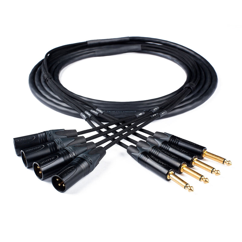 Custom Cables 4-Channel Audio Snake Made from Canare MS202 & Pro Connectors (XLR to 1/4" TS)