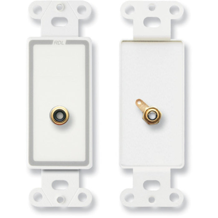 RDL D-PHN1 Single RCA Jack on Decora Wall Plate on Decora Plate (White)