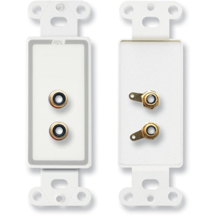 RDL D-PHN2 Dual RCA Jacks Solder Type on Decora Plate (White)