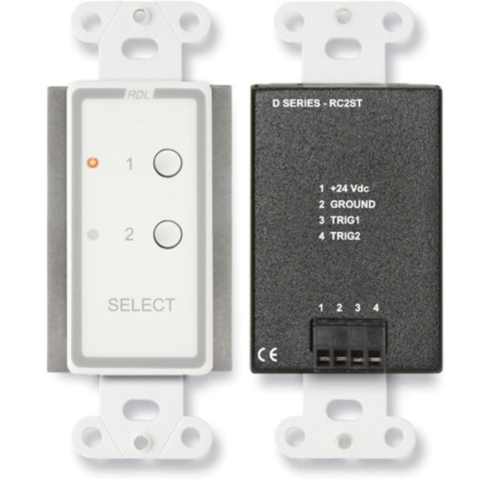 RDL D-RC2ST 2 Channel Remote Control for STICK-ON on Decora Plate (White)