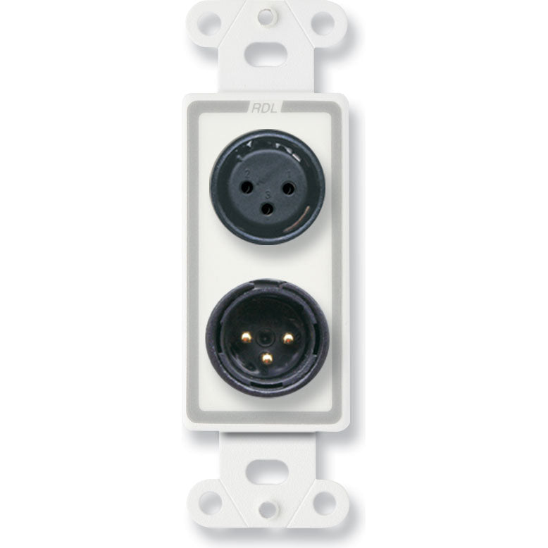 RDL D-XLR2 XLR 3-Pin Female & 3-Pin Male on Decora Plate (White)