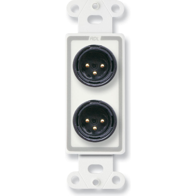 RDL D-XLR2M Dual XLR 3-Pin Male Jacks on Decora Plate (White)